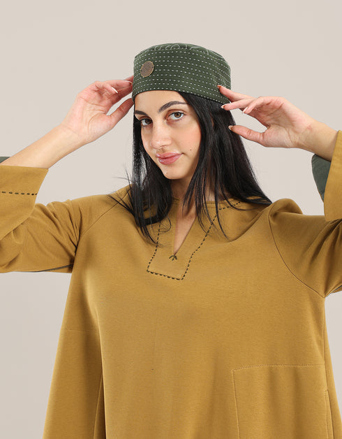Reversible milton hat with embroidery with printed lining